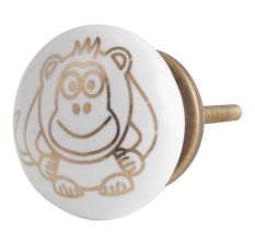 Golden Monkey Pattern Ceramic Cabinet Knobs